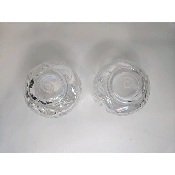 Iridescent Glass Tulip Votives Gorgeous White Vintage Candle Holders Pair 2"x2" - Picture 5 of 7